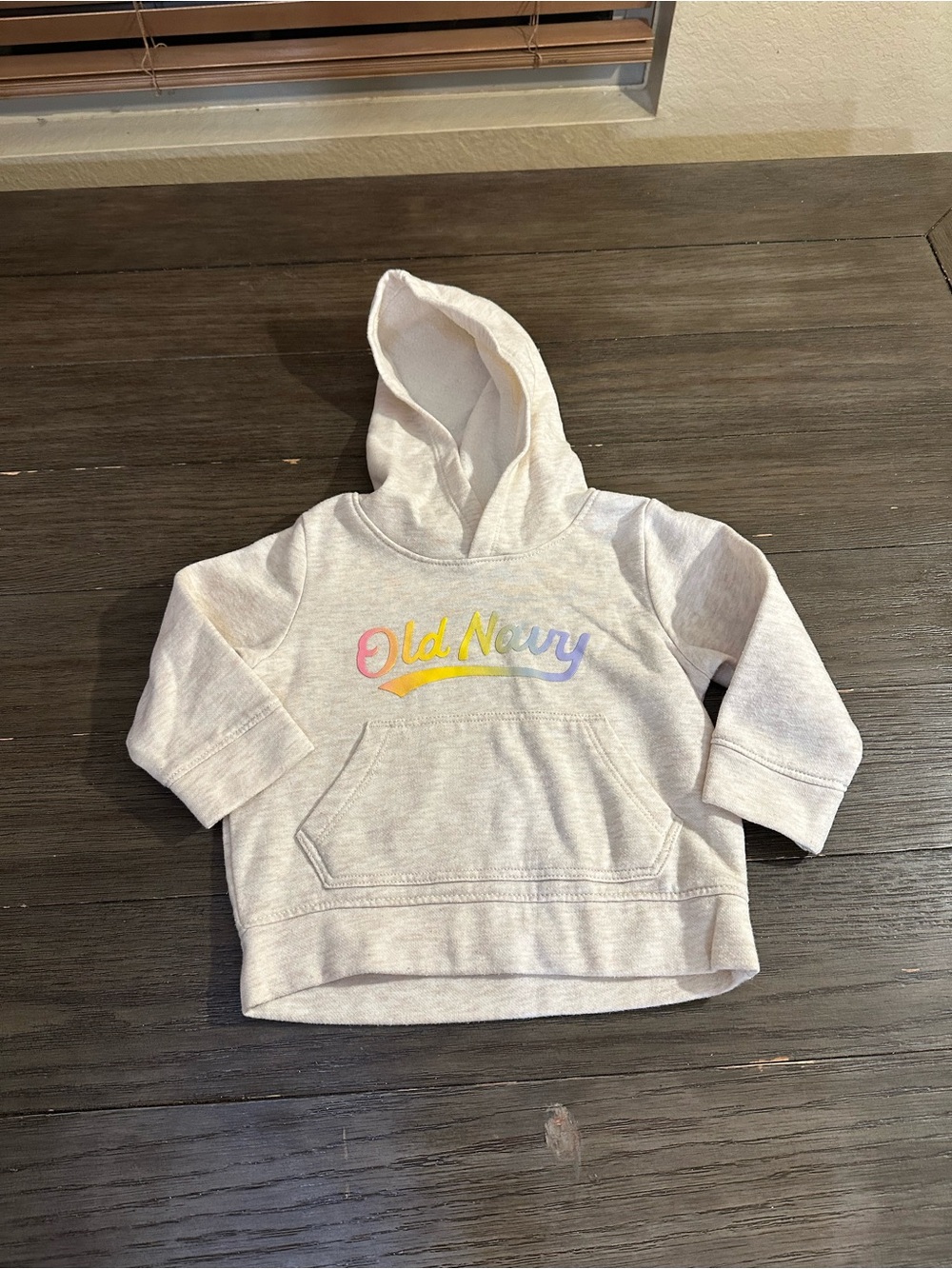 18-24mths Old Navy Heathered Cream Hoodie with Rainbow Logo